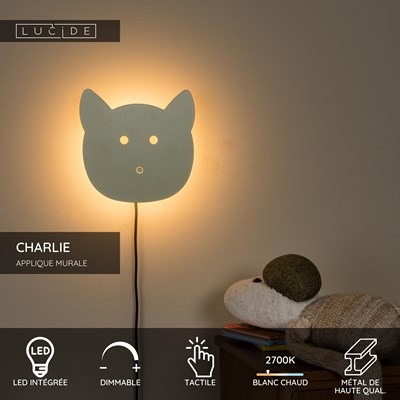 Lucide CHARLIE - Applique murale Chambres d'enfant - LED Dim. - 1x7W 2700K - Vert